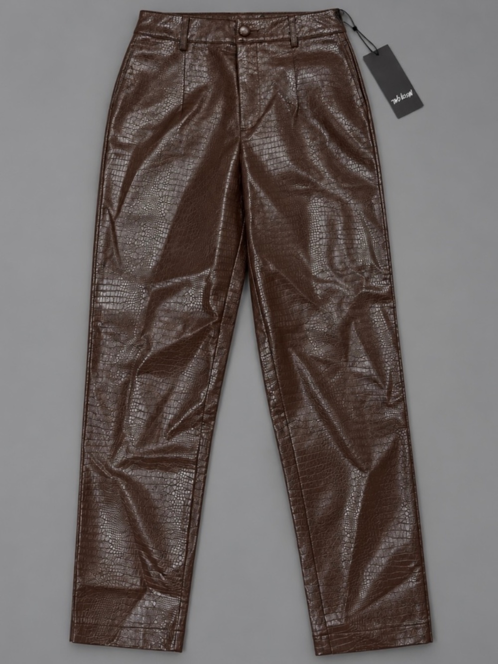 Nasty Gal Brown Croc Faux Leather Pants NWT Size 2
